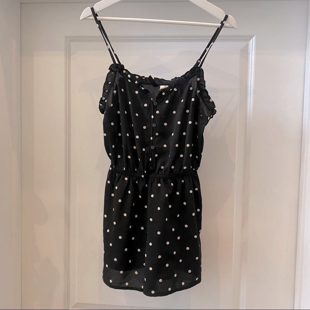 H&M Black/White Polka Dot Playsuit Size Small